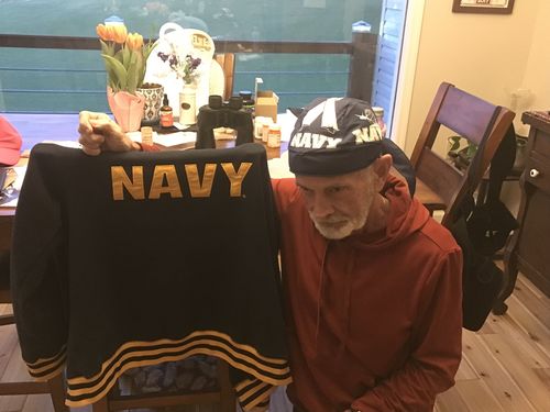 Customer photo review of US Navy Doo Rag MADE IN AMERICA Blue Bandana Head Wrap Motorcycle Bikers Hat