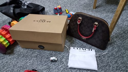 Customer photo review of Coach Katy Satchel In Signature Canvas (Red/Brown) (2558)