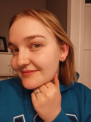 Customer photo review of Simple Huggie Clip On Earrings in Silver