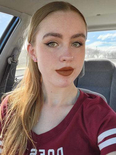 Customer photo review of Bonfire Babe - Matte Liquid Lipstick