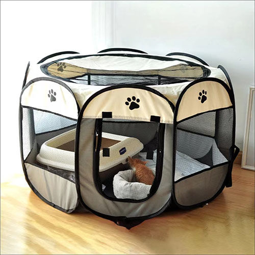 Customer photo review of Foldable Puppy Pop Up Playpen for Dog and Cat Indoor and Outdoor Use