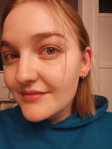 Customer photo review of Simple Huggie Clip On Earrings in Gold