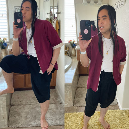 Customer photo review of Red Short Sleeves Classic Kimono Cardigan