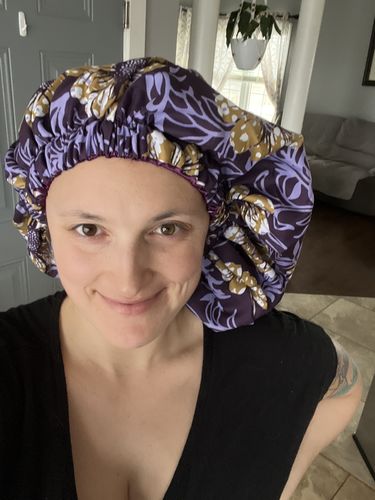 Customer photo review of Ankara Satin Lined Bonnets