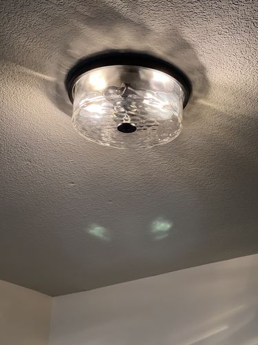 Customer photo review of Drum Hammered Glass Flush Mount