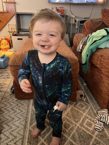 Customer photo review of Com'et Me Bro Convertible Footie