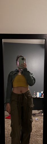 Customer photo review of Vintage loose pocket casual wide leg cargo pants