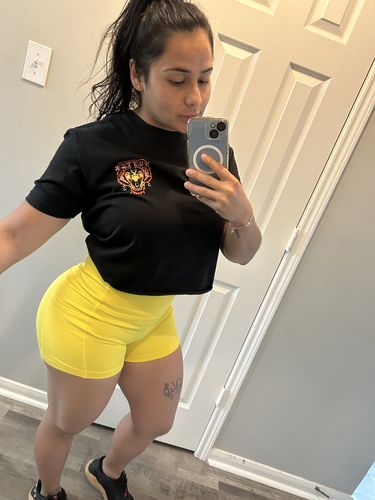 Customer photo review of Yellow Athletic Shorts