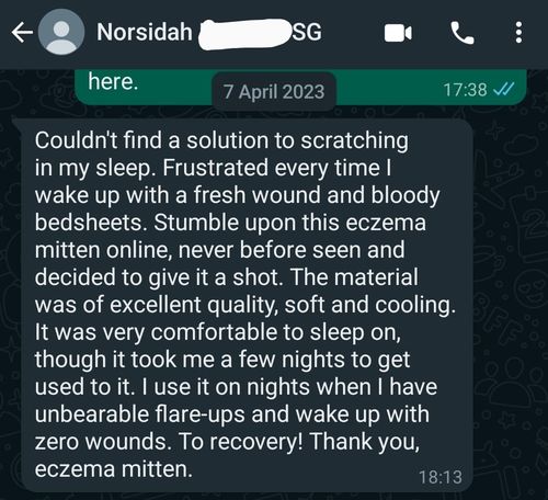 Customer photo review of Eczema Scratch Mitten
