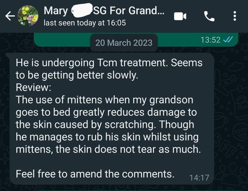 Customer photo review of Eczema Scratch Mitten