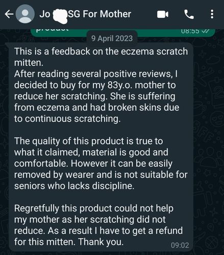 Customer photo review of Eczema Scratch Mitten