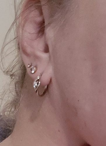 Customer photo review of I Treasure® Diamond and Sterling Silver Twist Earrings