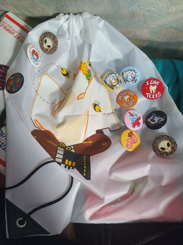 Customer photo review of Bee Ghost Drawstring Bag