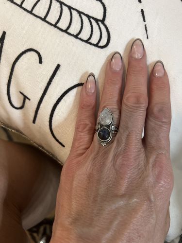 Customer photo review of Celestial Moonstone and Labradorite Silver Ring