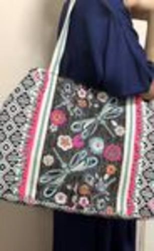 Customer photo review of Dragonfly Embellished Tote-Hand Beaded Dragonfly Tote