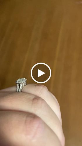 Customer video review of Halo Round Moissanite Double Shank Pave Engagement Ring