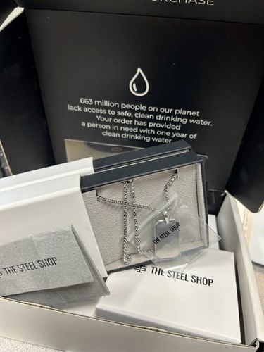 Customer photo review of Matte Modern Dog Tag