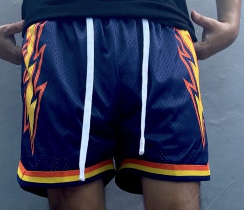 Customer photo review of Navy Blue Splash Bolts Basketball Shorts