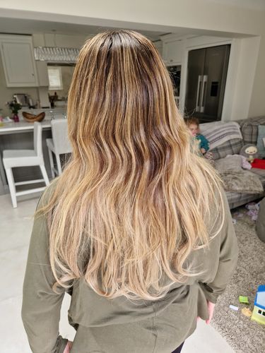 Customer photo review of Invisible Wire Human Hair Extension - Hot Toffee