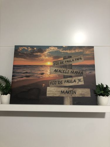 Customer photo review of Lienzo personalizado Corazon en la Playa
