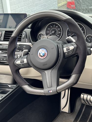 Customer photo review of SHFT BMW F Series Flat Bottom Steering Wheel In Matte Carbon Fibre & Alcantara