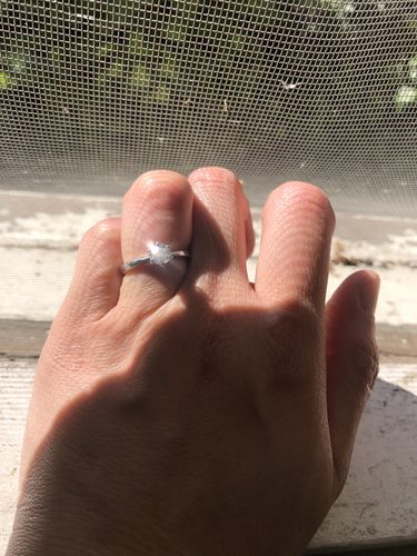 Customer photo review of Classic Solitaire Moissanite Six-Prong Sterling Silver Ring