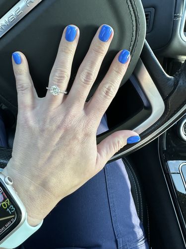 Customer photo review of 2 Carats Round Brilliant Cut Micropave Side Stones Accented Prongs Diamond Engagement Ring