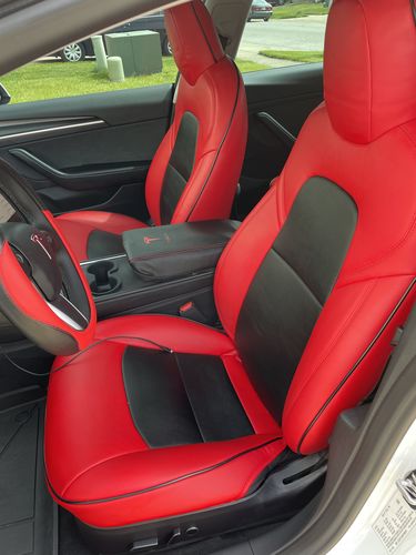 Customer photo review of 2017-22 Tesla Model 3 Custom Leather Seat Covers