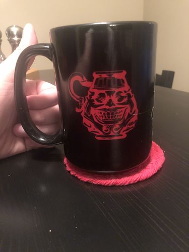 Customer photo review of Red Pot of Greed Pattern Ceramic Mug