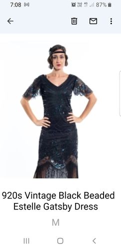 Christine C. review of 1920s Vintage Black Beaded Estelle Gatsby Dress image 1 out of 1