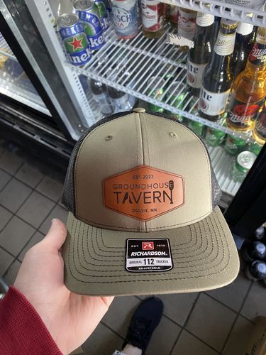 Customer photo review of Custom Leather Patch Trucker Hat - Richardson 112