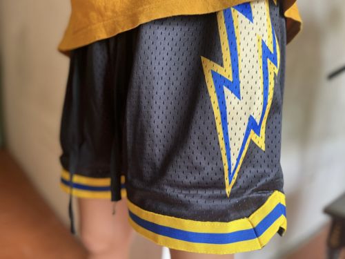 Customer photo review of Black Splash Bolts Basketball Shorts