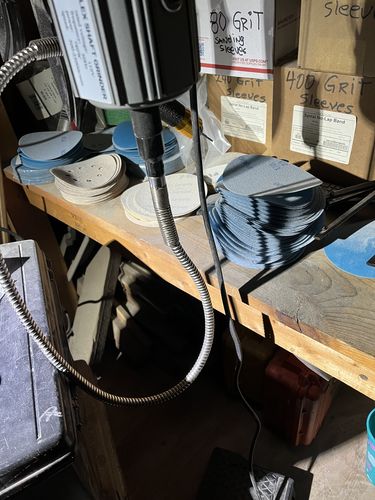 Customer photo review of 5 Inch Hook and Loop Blue Wet / Dry Sharpening Film Sanding Discs, 50 Pack