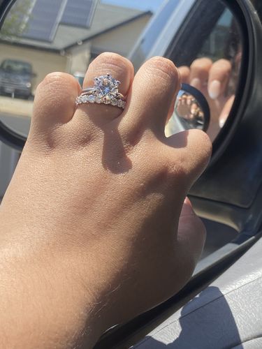Customer photo review of Classic Solitaire Moissanite Six-Prong Sterling Silver Ring