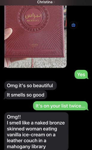 Customer photo review of Nebras by Lattafa Eau De Parfum Spray 3.4 oz