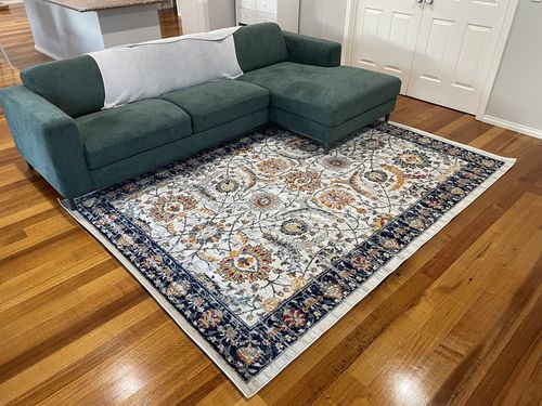 Customer photo review of Providence Cream Blue Rug