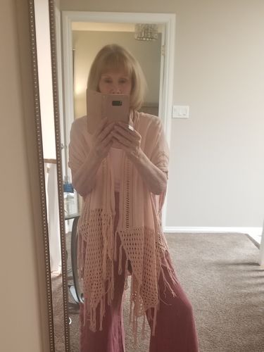 Customer photo review of My Cozy Crochet Cardigan (Blush)