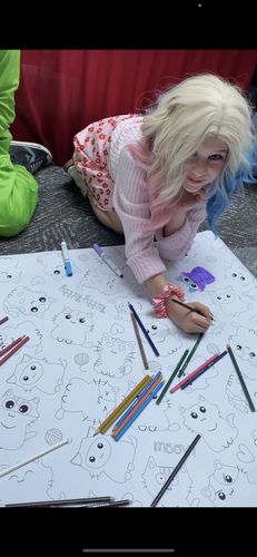 Customer photo review of Kittens Table Top Coloring Banner