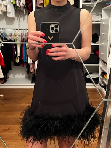 Customer photo review of Belle Feather Fur Dress
