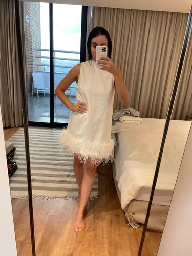 Customer photo review of Belle Feather Fur Dress