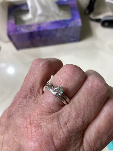 Customer photo review of Classic Solitaire Moissanite Six-Prong Sterling Silver Ring