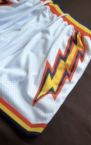 Customer photo review of White Splash Bolts Basketball Shorts