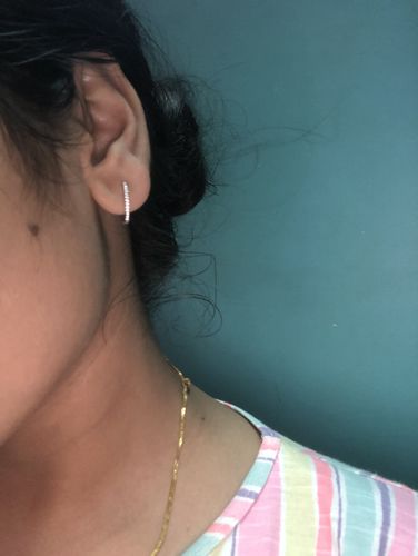 Customer photo review of Silver Zircon Twinkling Hoop Earrings