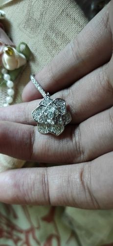 Customer photo review of MAGNOLIA CUBIC ZIRCONIA SILVER PLATED DROP EARRINGS