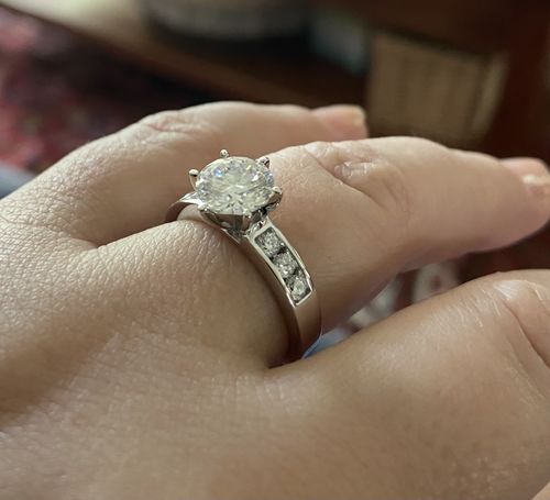 Customer photo review of Round Cut Moissanite Channel Set Engagement Ring