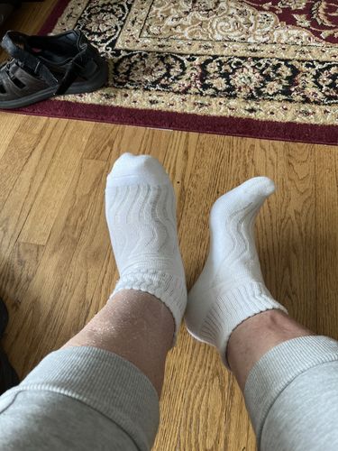 Customer photo review of Wide non-binding Bamboo diabetic socks, seamless toe, air vent with cushion sole, 6 pairs