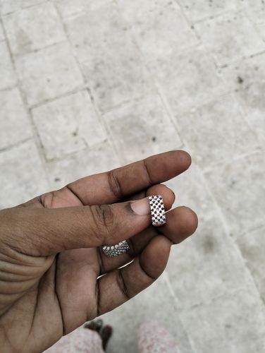 Customer photo review of Silver Sparkling Shine Hoop Earrings