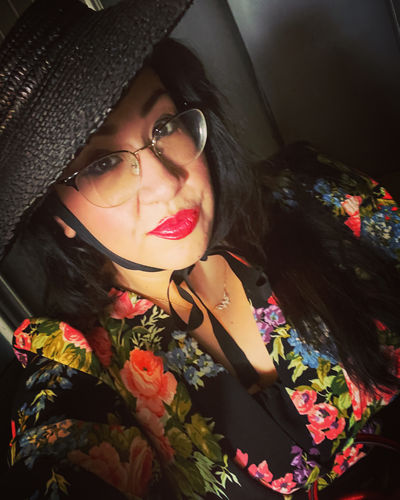Customer photo review of Large Vintage Sun Hat in Black - Vixen by Micheline Pitt