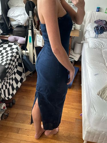 Customer photo review of Strapless Denim Dress