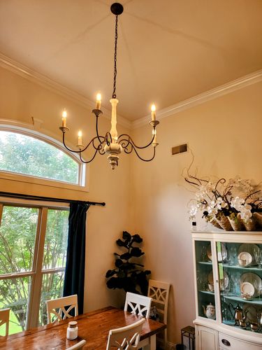 Customer photo review of Farmhouse 6 Light Wood Weathered Anchor Chandelier